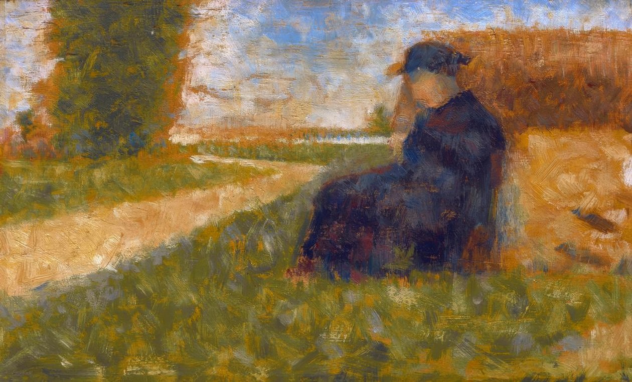 Masywna postać w krajobrazie w Barbizon autorstwa Georges Seurat