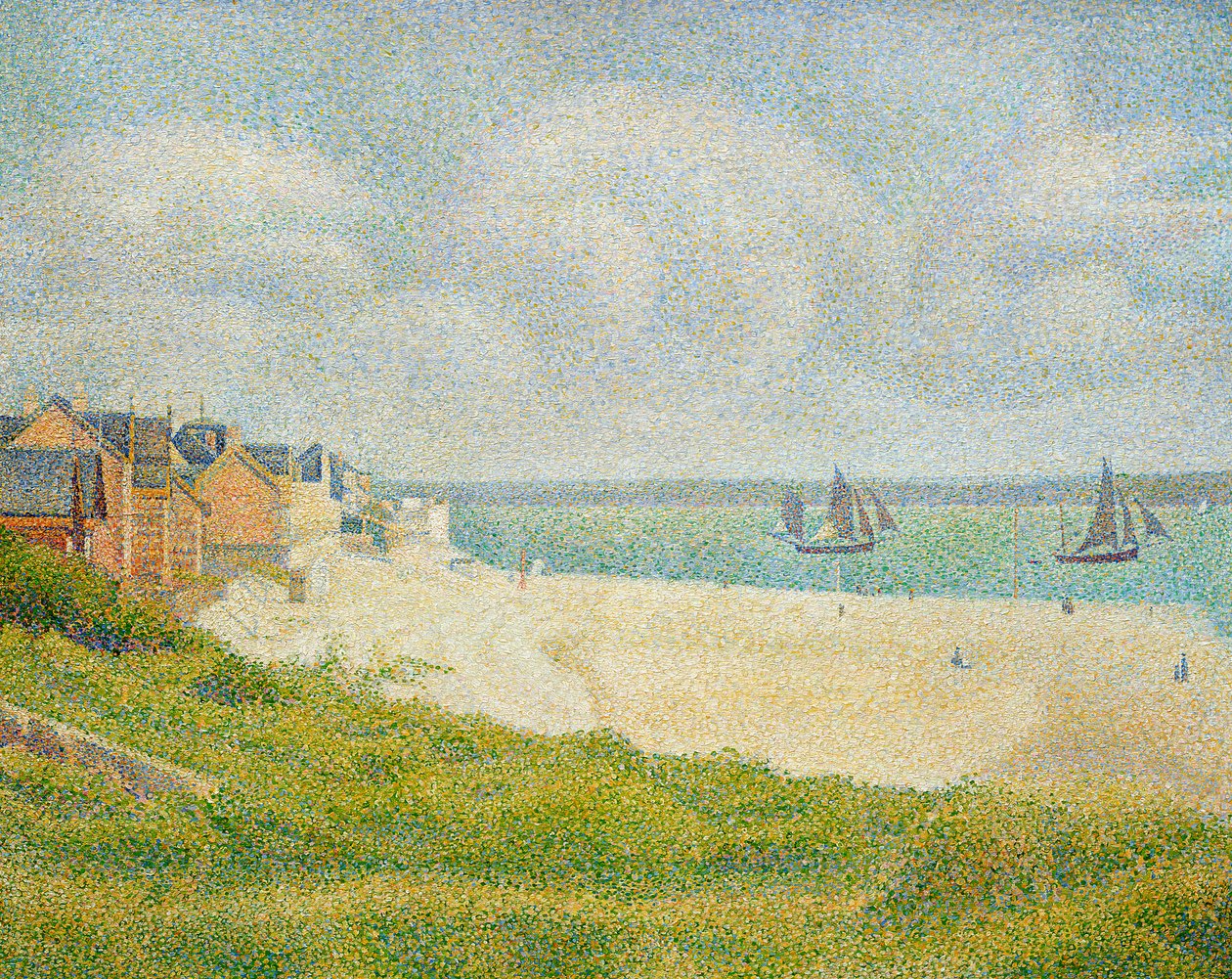 Le Crotoy patrząc w górę rzeki, 1889 autorstwa Georges Seurat