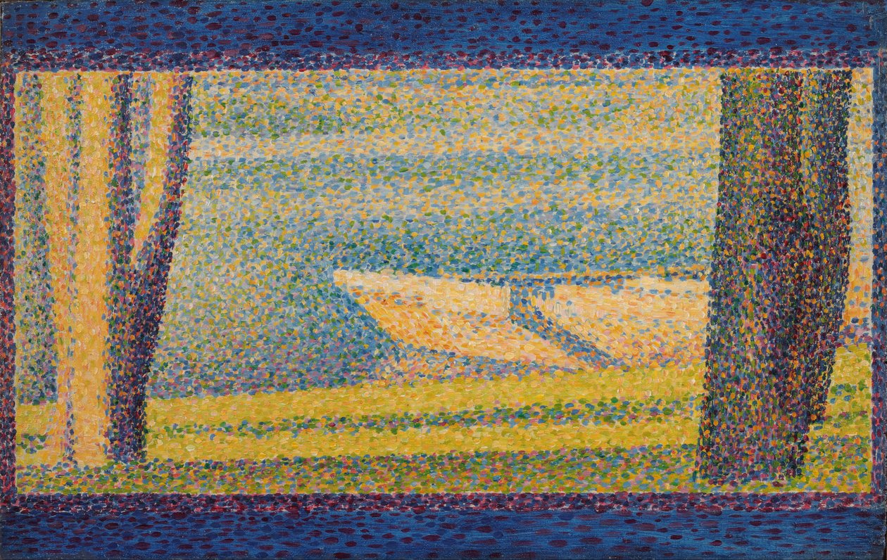 Zacumowane łodzie i drzewa autorstwa Georges Seurat