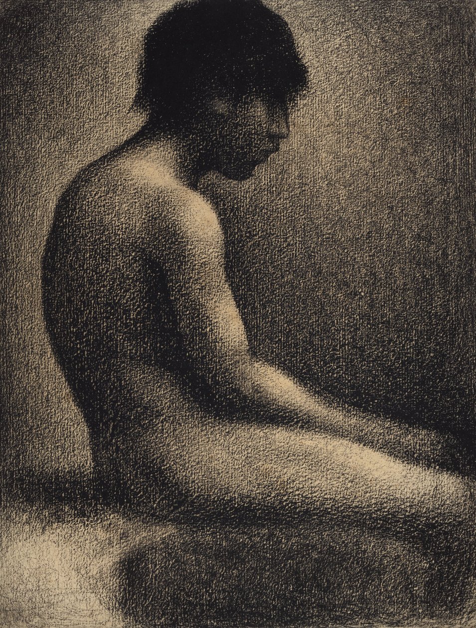 Siedzący akt – studium dla Une Baignade autorstwa Georges Seurat
