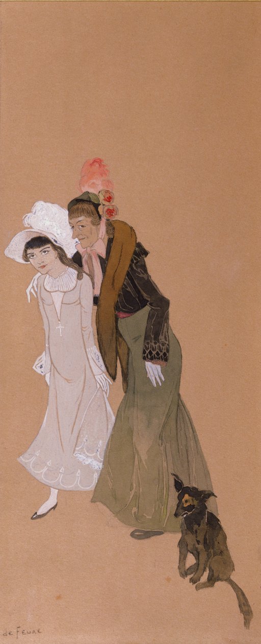 Mme Alvarez z wnuczką, Gigi, 1943 autorstwa Georges de Feure