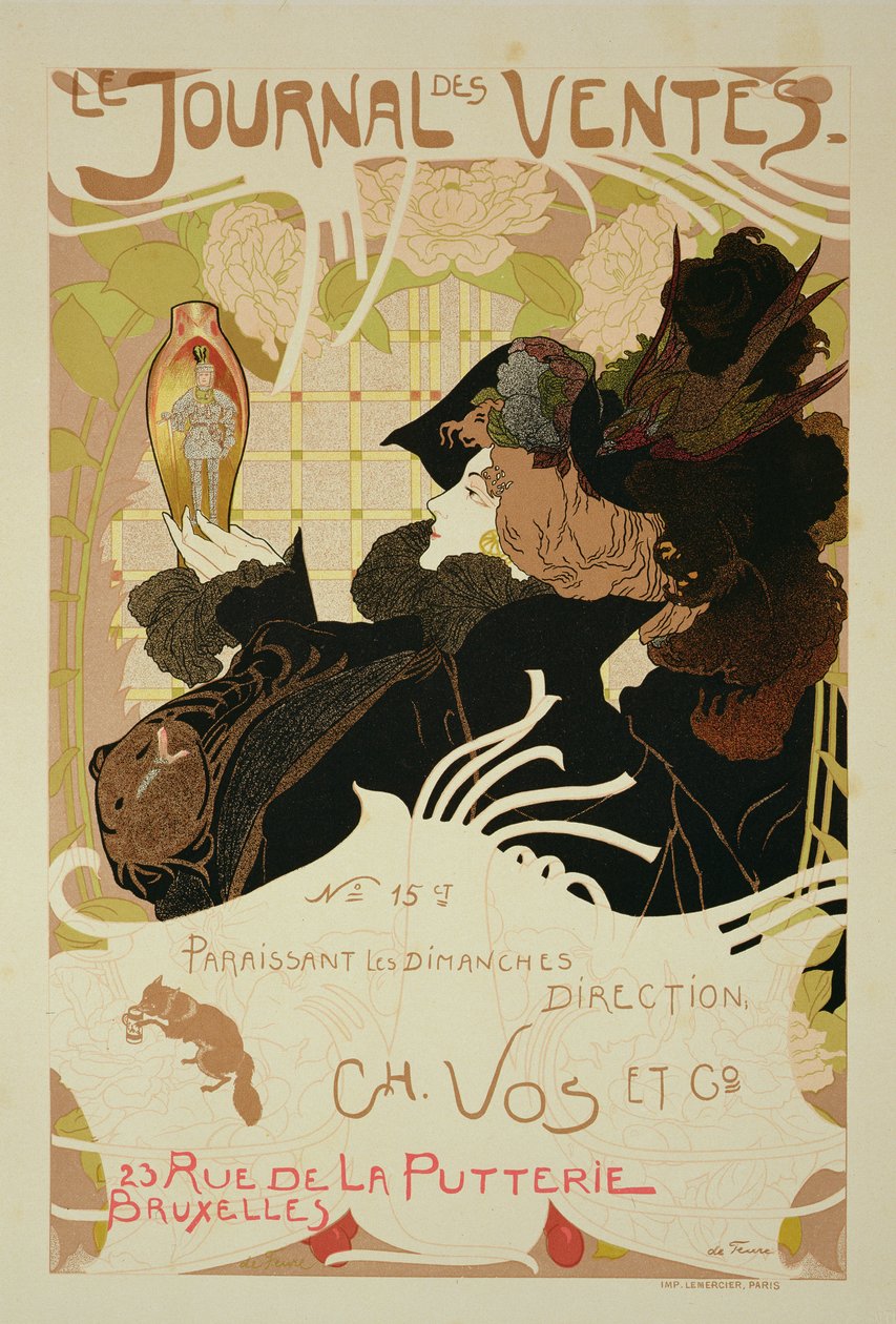 Reprodukcja plakatu reklamującego „Le Journal des Ventes”, 1897 autorstwa Georges de Feure