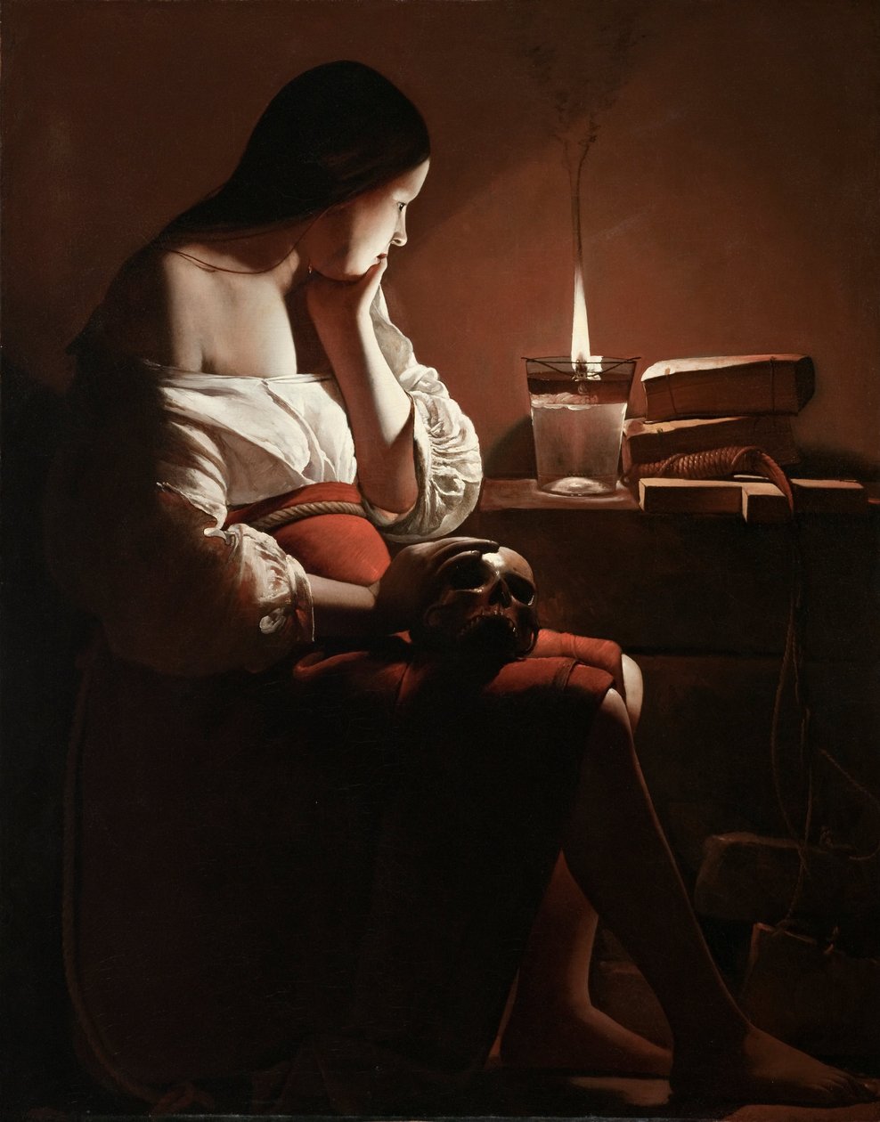 Magdalena z dymiącym płomieniem autorstwa Georges de La Tour