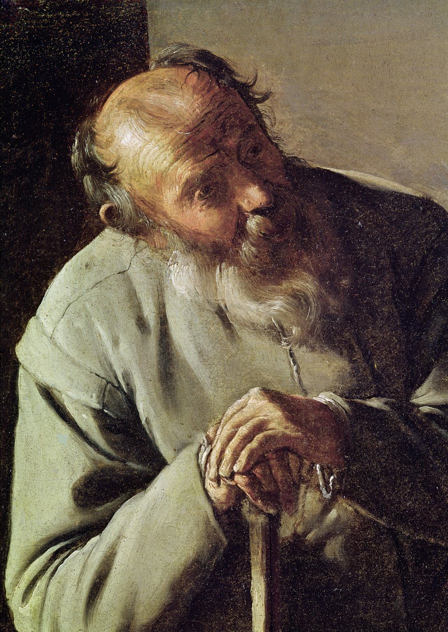 Stary człowiek, fragment głowy, ok. 1618-19, olej na płótnie autorstwa Georges de La Tour