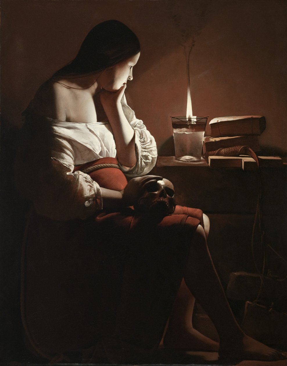 Magdalena z dymiącym płomieniem, ok. 1638-40 autorstwa Georges de La Tour