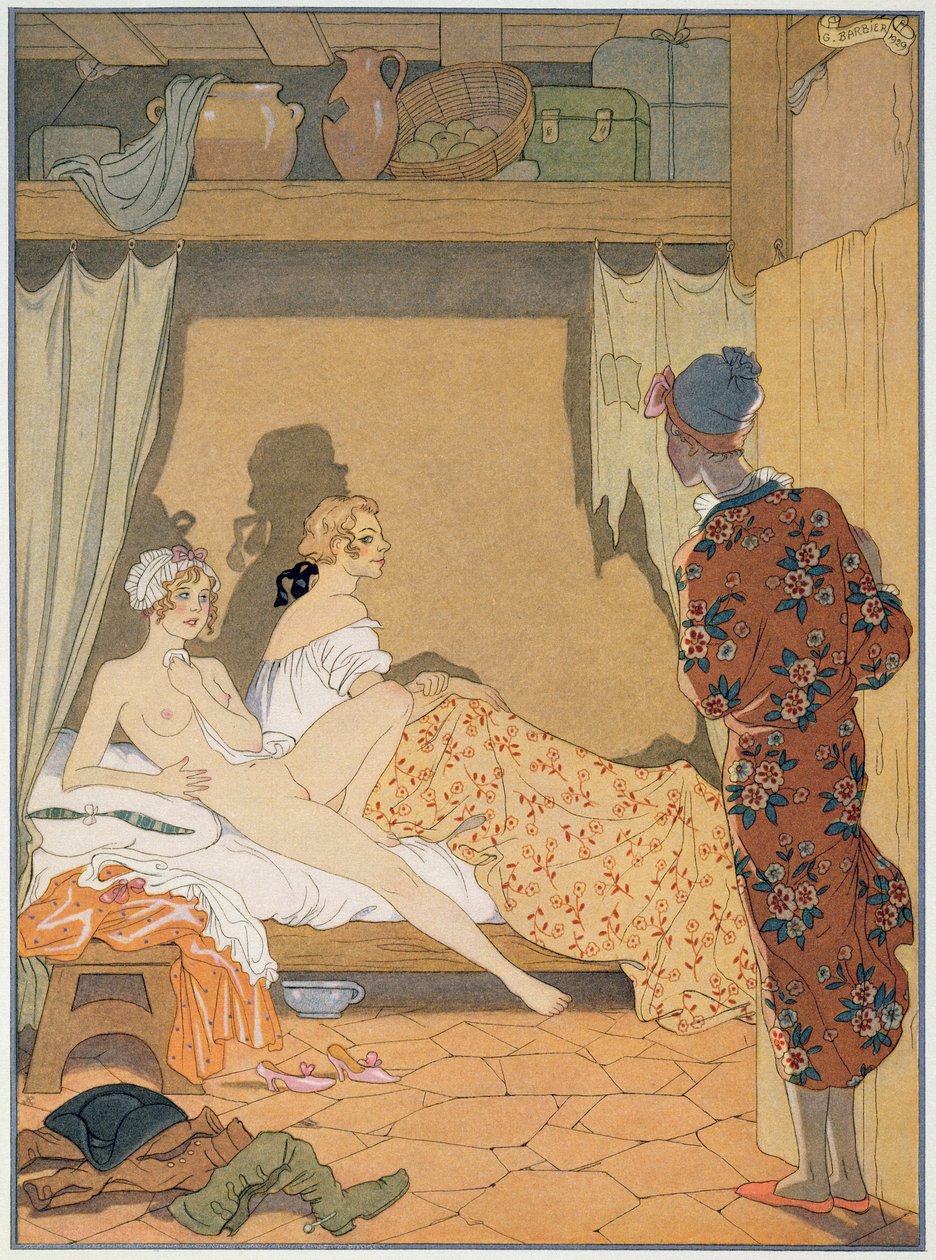 Scena w sypialni, ilustracja z „Les Liaisons Dangereuses” Pierre