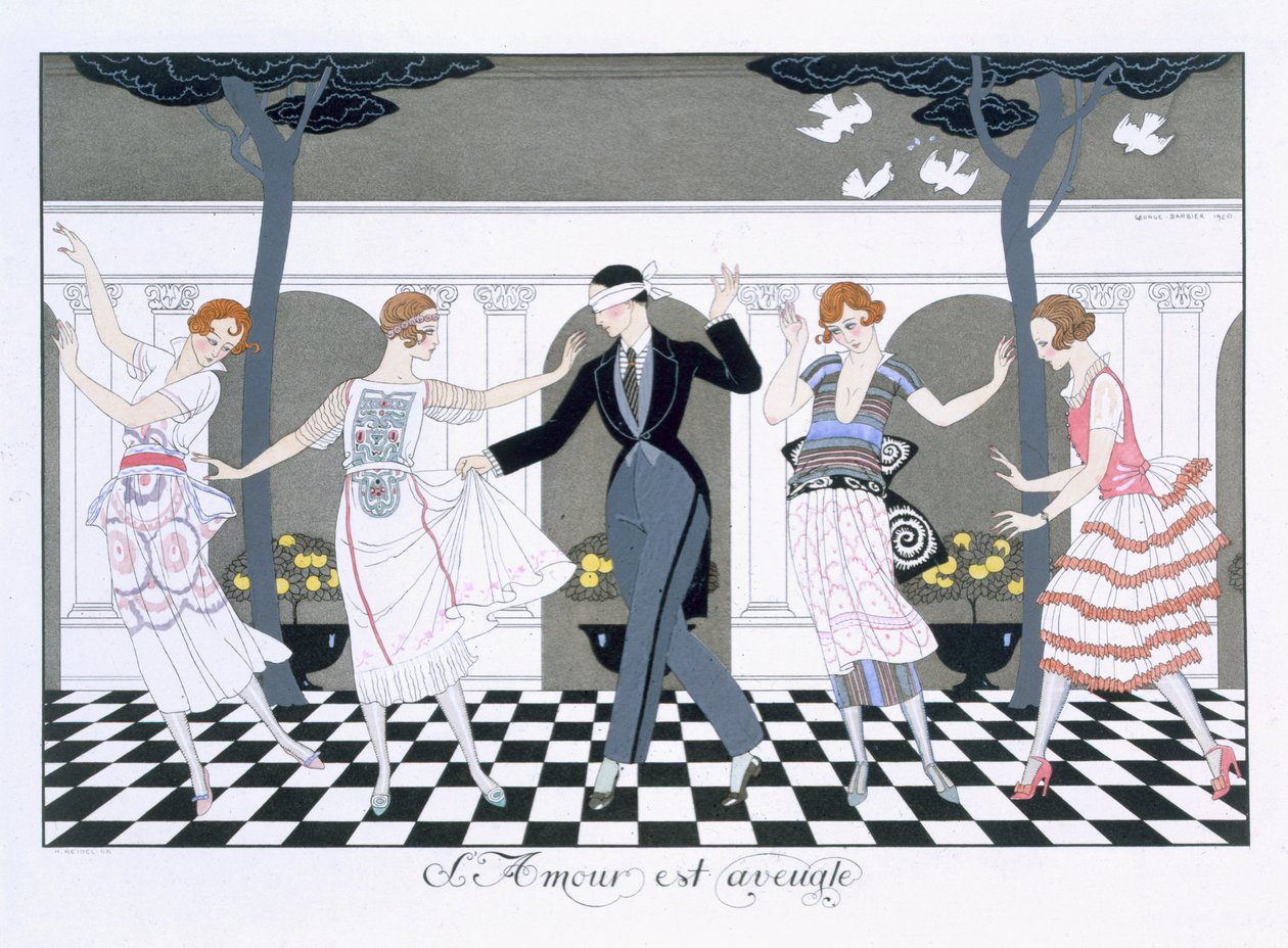 Miłość jest ślepa, grawerowana przez Henri Reidela autorstwa Georges (after) Barbier