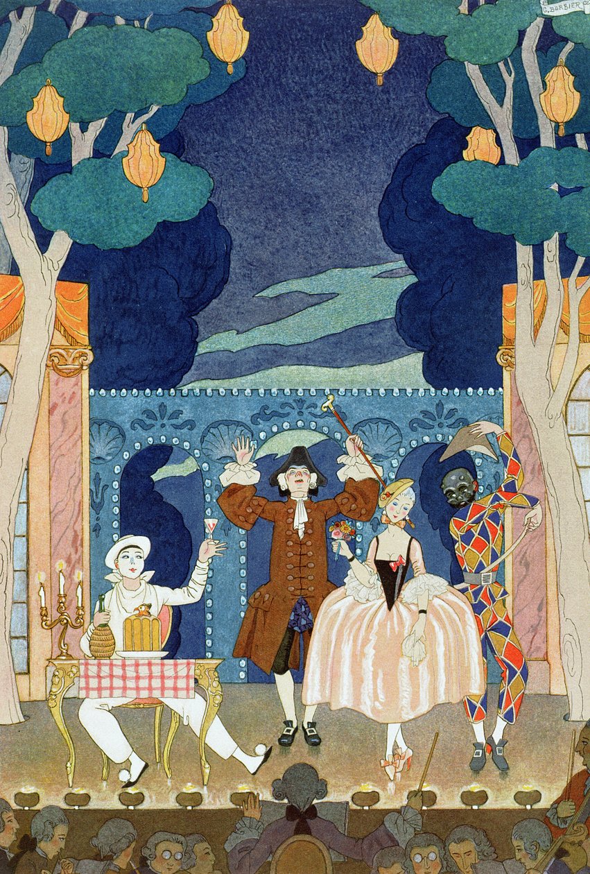 Scena Pantomimy, ilustracja do „Fetes Galantes” Paula Verlaine