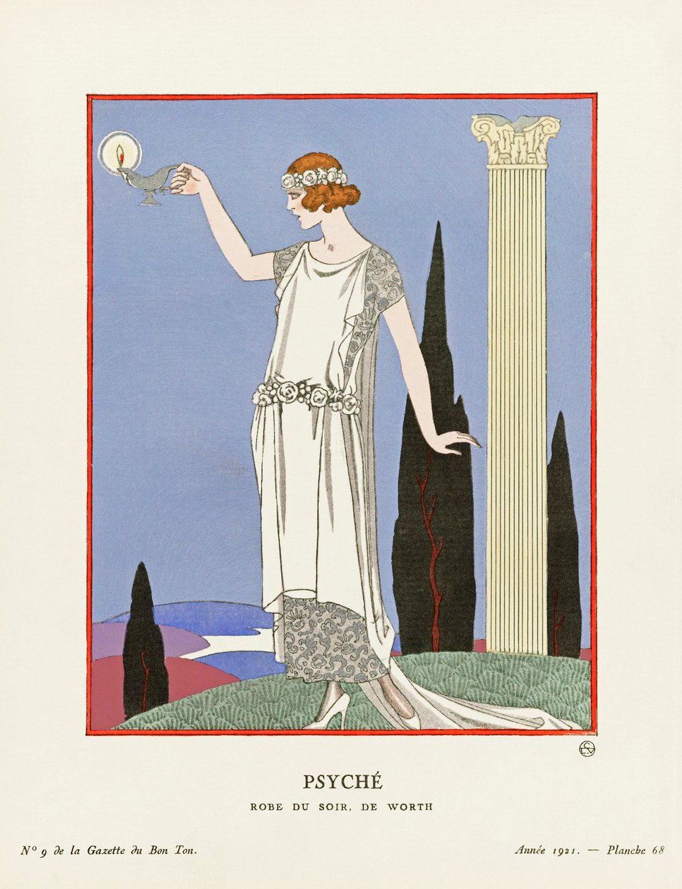 Psyche, z "Gazette du Bon Ton" (druk) autorstwa Georges (after) Barbier