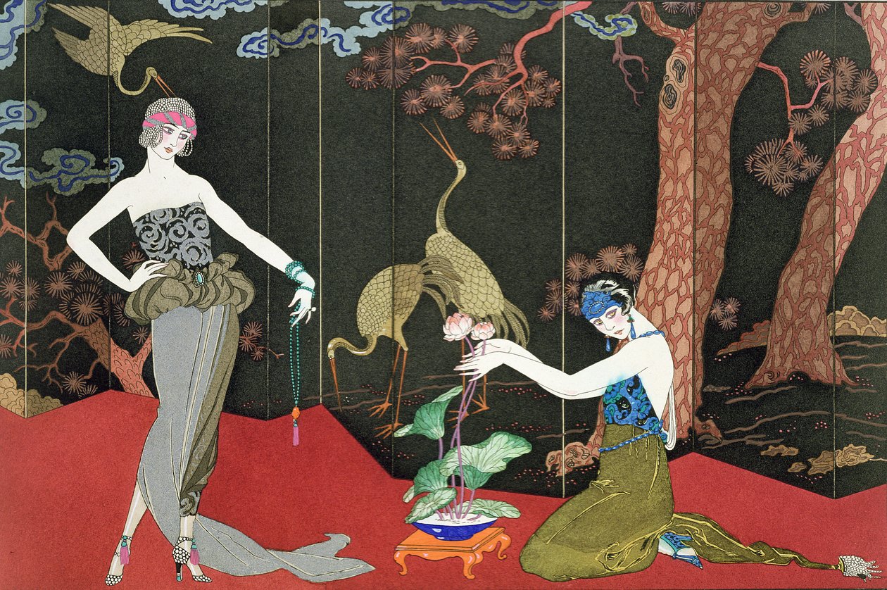 The Fashion for Lacquer, grawerowane przez Henri Reidela autorstwa Georges (after) Barbier