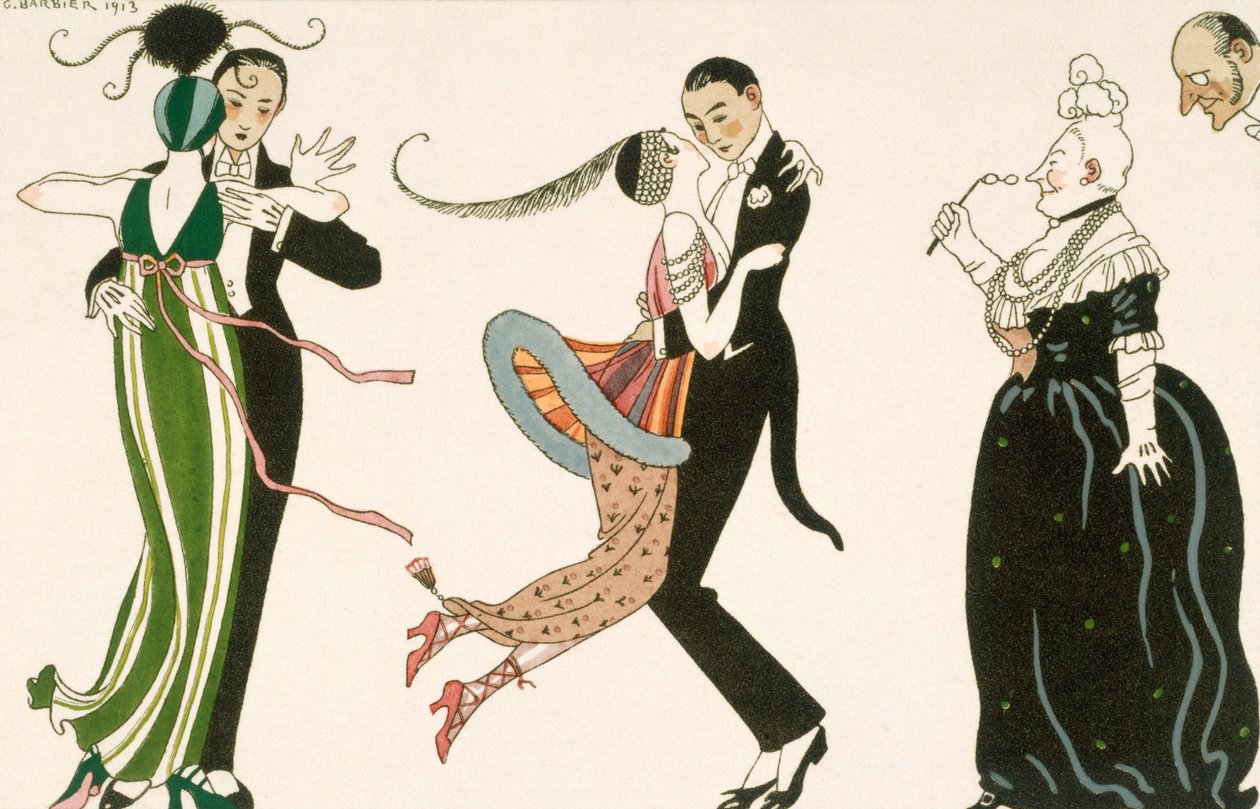 Szaleństwo dnia, grawerowane przez H. Reidela dla Przyjaciół Journal des Dames et des Modes autorstwa Georges (after) Barbier