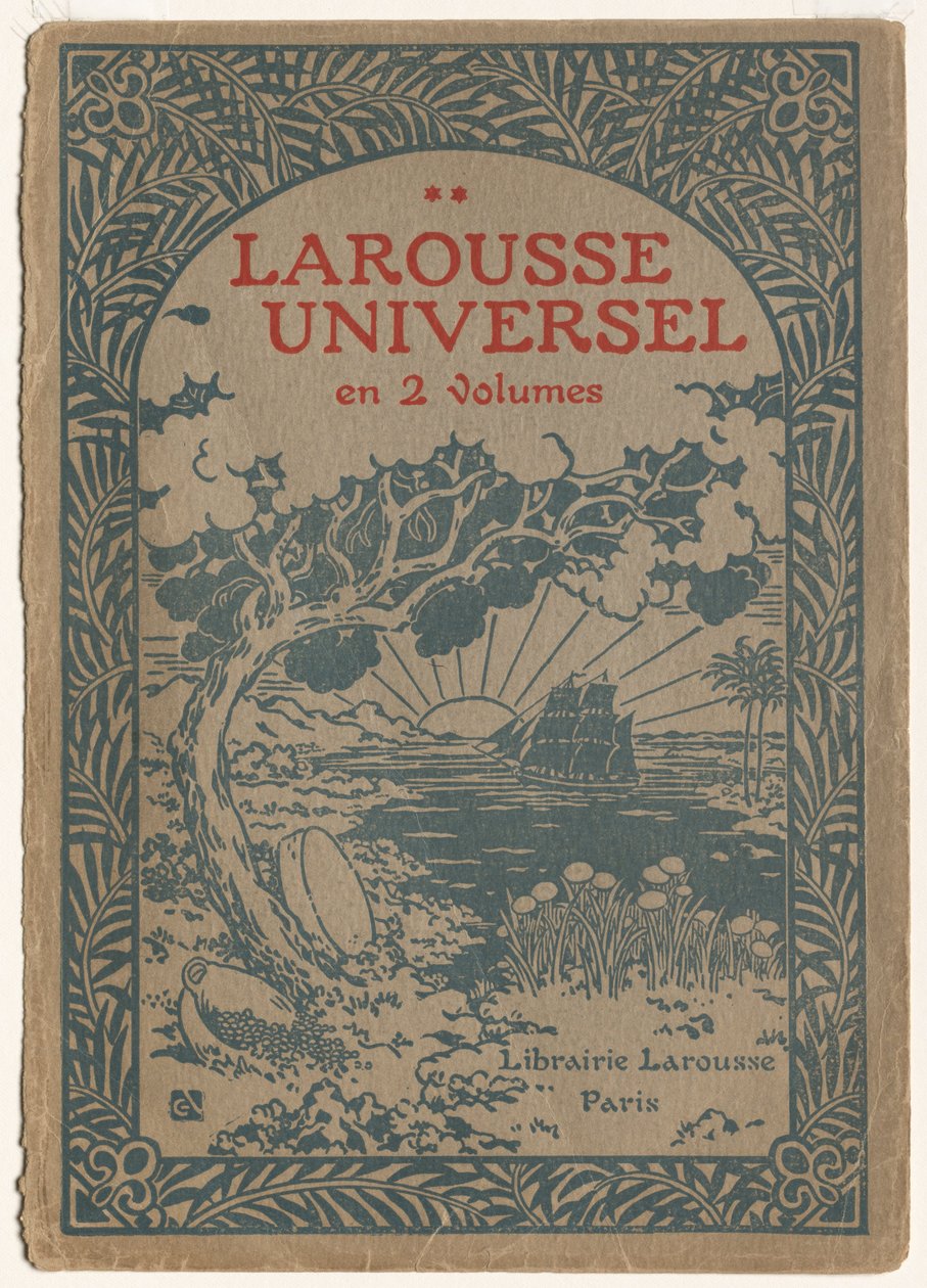 Larousse Universal: Okładka (Le Larousse Universel) (kolorowy drzeworyt) autorstwa Georges Auriol