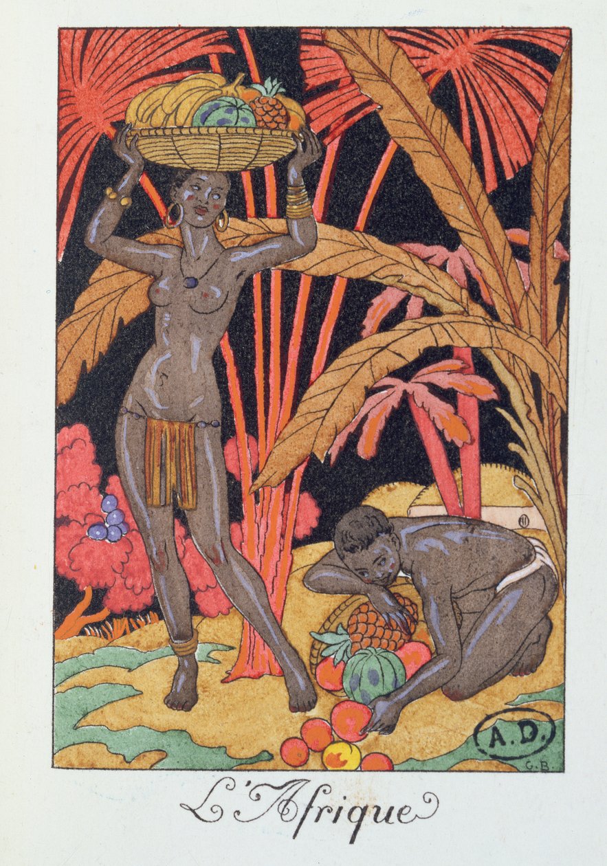 „Afryka”, ilustracja do kalendarza na rok 1921 autorstwa Georges Barbier
