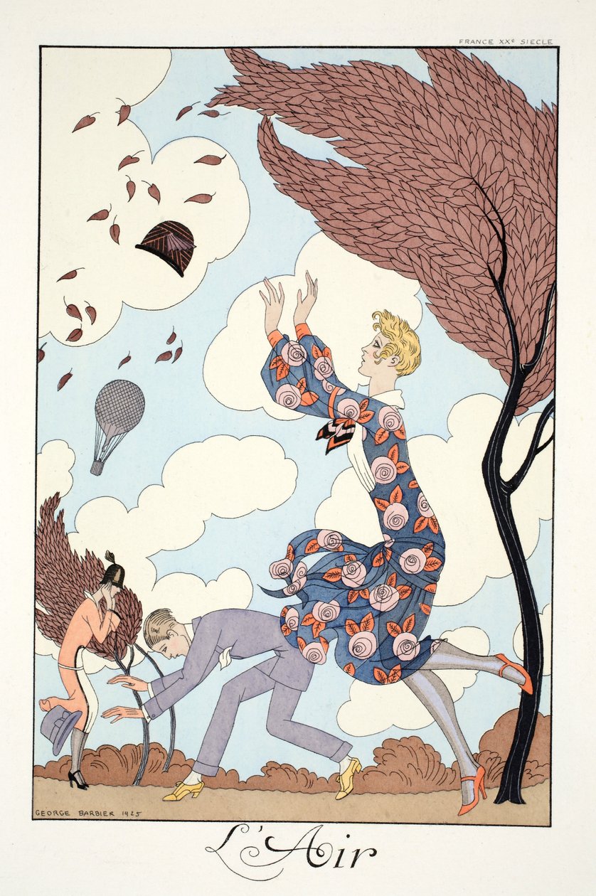 Powietrze, z „Falbalas i Fanfreluches, Almanach teraźniejszości, przeszłości i przyszłości” autorstwa Georges Barbier