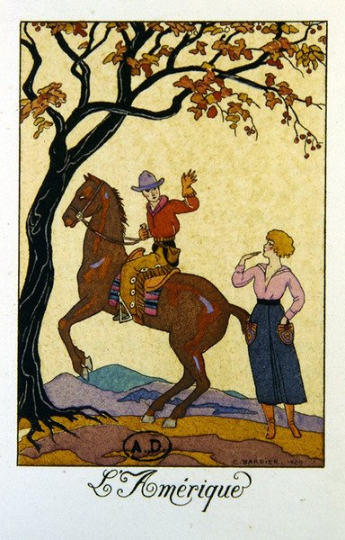 „Ameryka”, ilustracja do kalendarza na rok 1921 autorstwa Georges Barbier