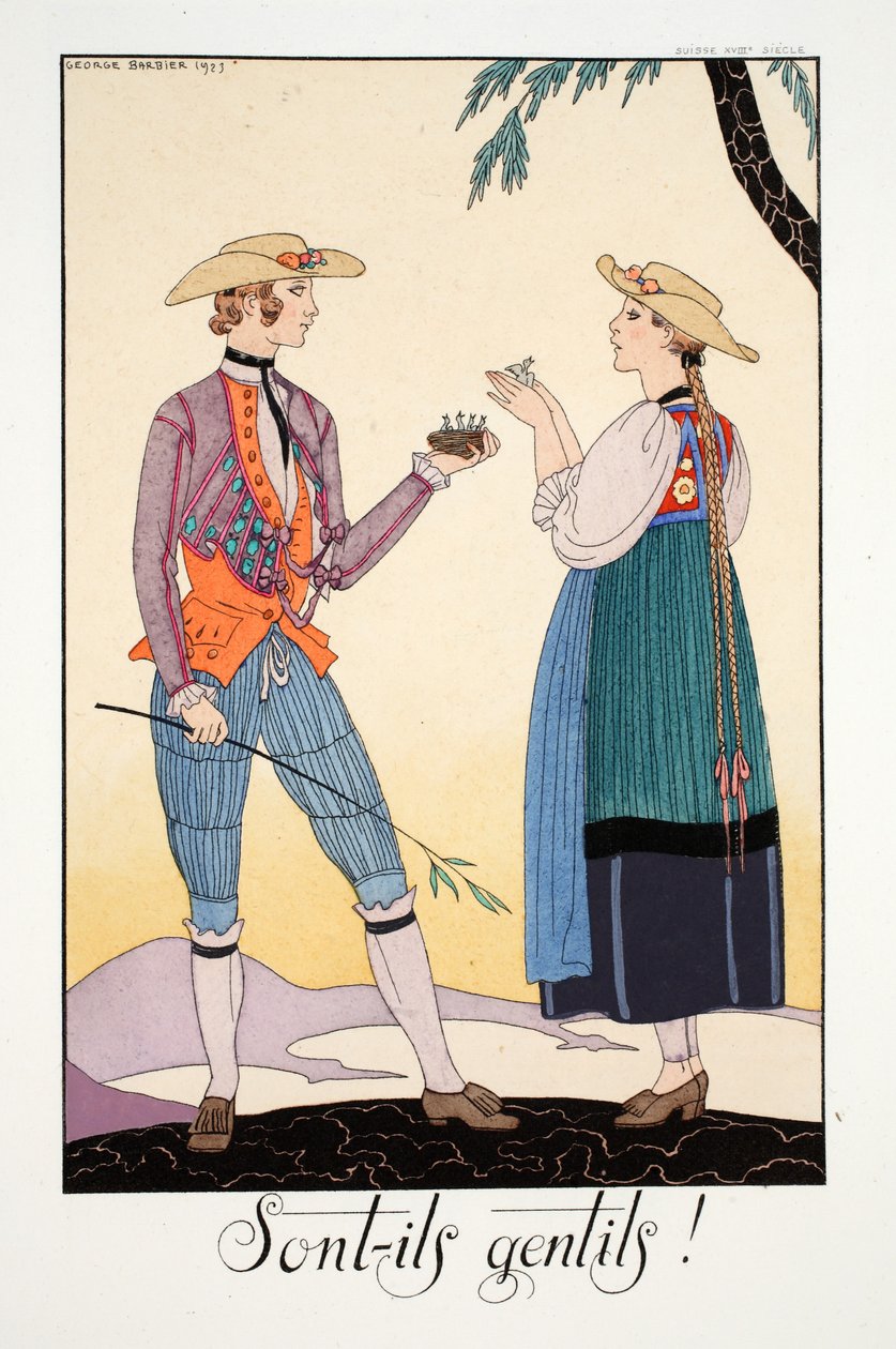Czy są ładne!, z „Falbalas i Fanfreluches, Almanach trybów teraźniejszości, przeszłości i przyszłości” autorstwa Georges Barbier