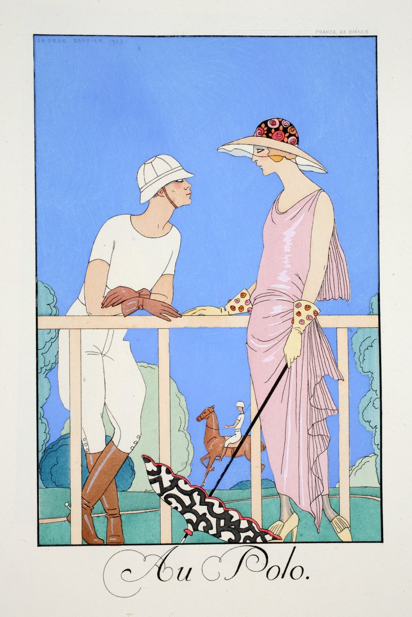 W Polo, z „Falbalas i Fanfreluches, Almanachu teraźniejszości, przeszłości i przyszłości” autorstwa Georges Barbier