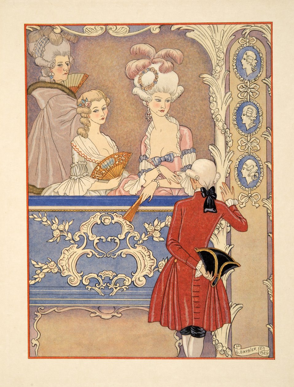 Cécile de Volanges i; Marquise Isabelle de Merteuil w teatrze, ilustracja z „Niebezpiecznych związków” Pierre