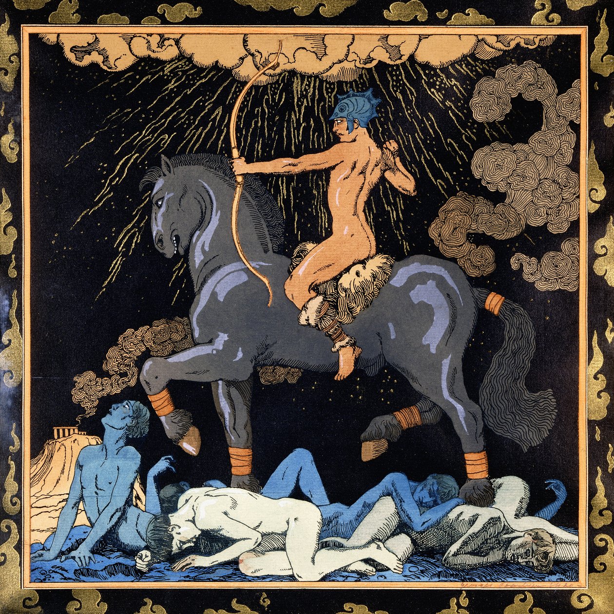 Ten, który jeździ na czarnym koniu, ok. 1917-1920 (szablon) autorstwa Georges Barbier