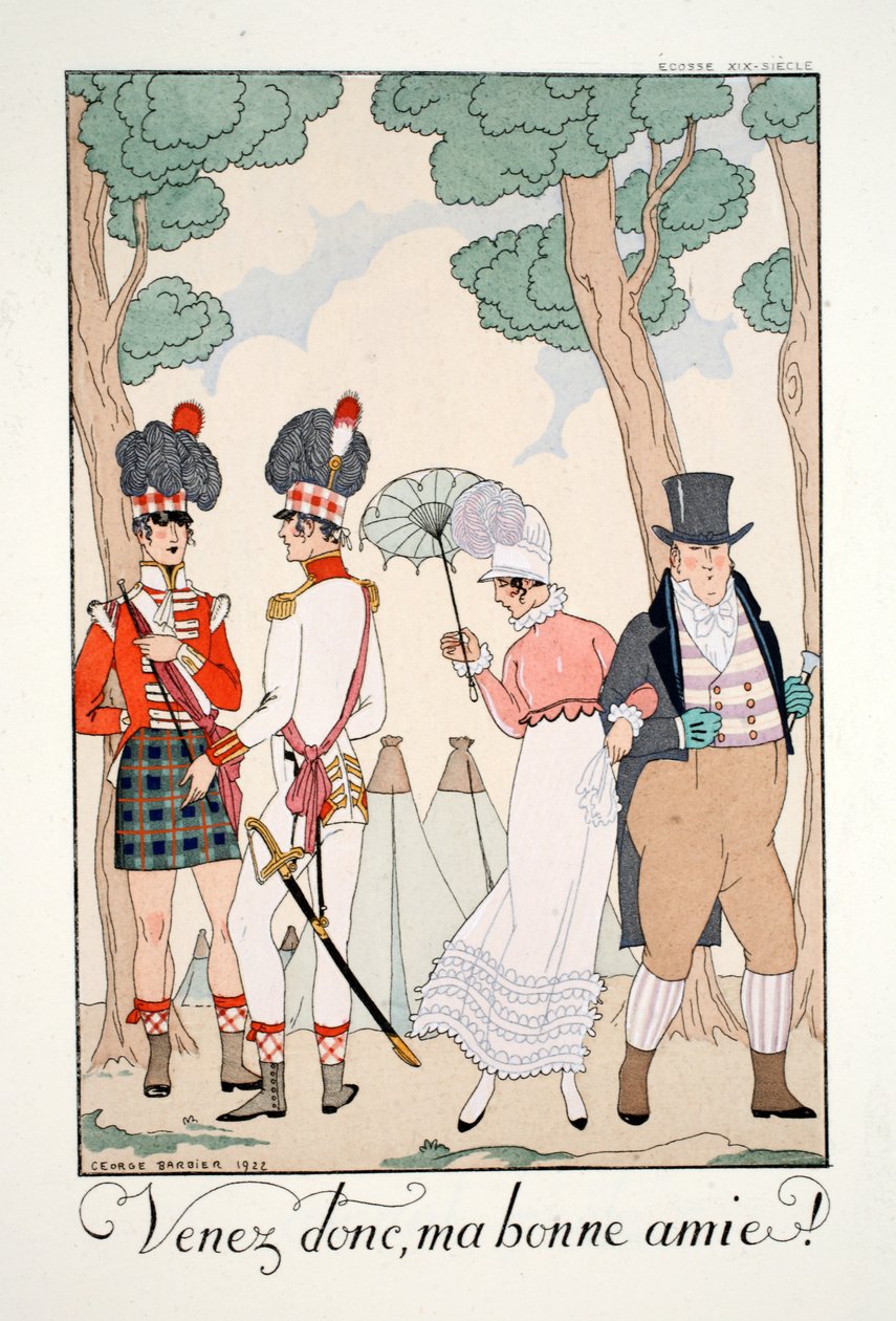 Przyjdź, mój dobry przyjacielu!, z „Falbalas i Fanfreluches, almanach trybów teraźniejszości, przeszłości i przyszłości” autorstwa Georges Barbier