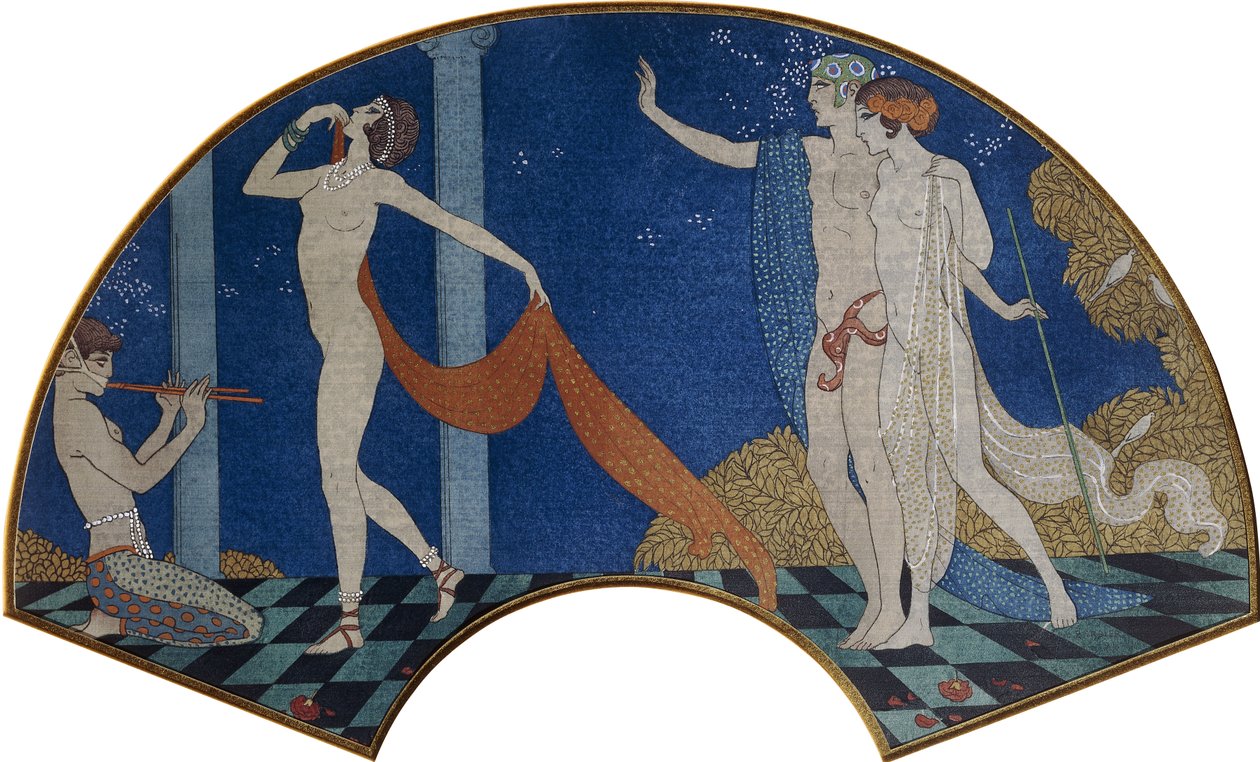 Tańczące postacie na tarasie autorstwa Georges Barbier