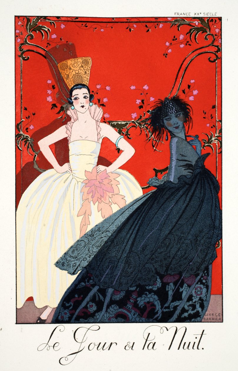 Dzień i noc, z „Falbalas i Fanfreluches, Almanach teraźniejszości, przeszłości i przyszłości” autorstwa Georges Barbier