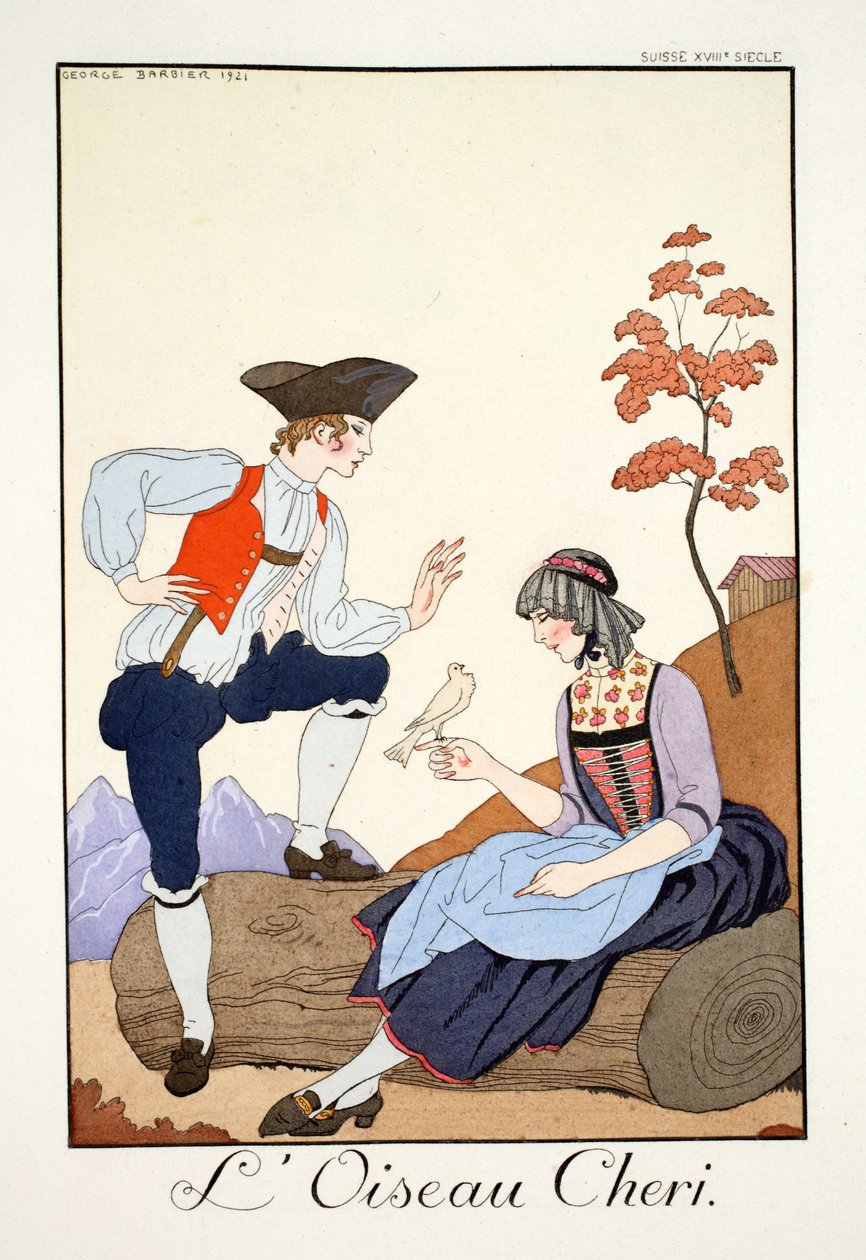 Drogi Ptaszku, z „Falbalas i Fanfreluches, Almanachu teraźniejszości, przeszłości i przyszłości” autorstwa Georges Barbier