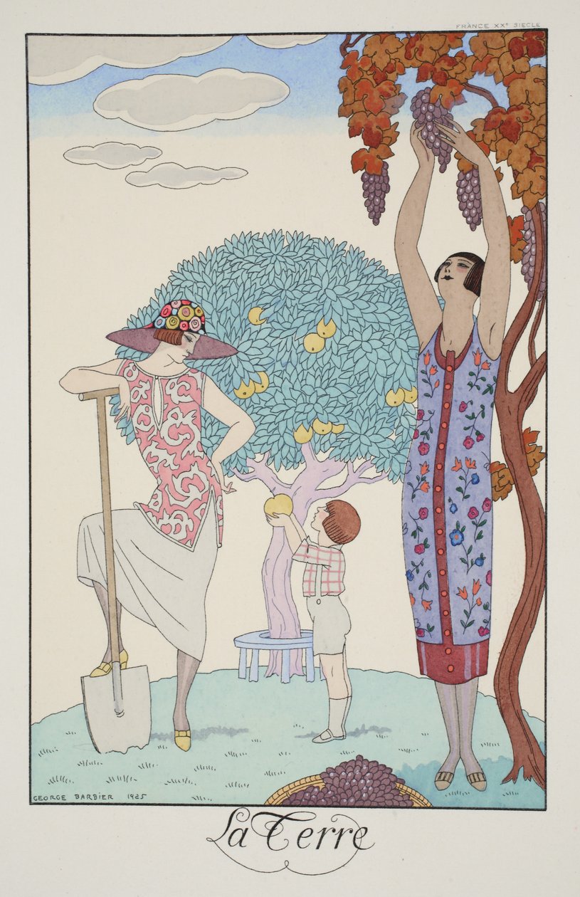 Ziemia, z „Falbalas i Fanfreluches, Almanachu teraźniejszości, przeszłości i przyszłości” autorstwa Georges Barbier