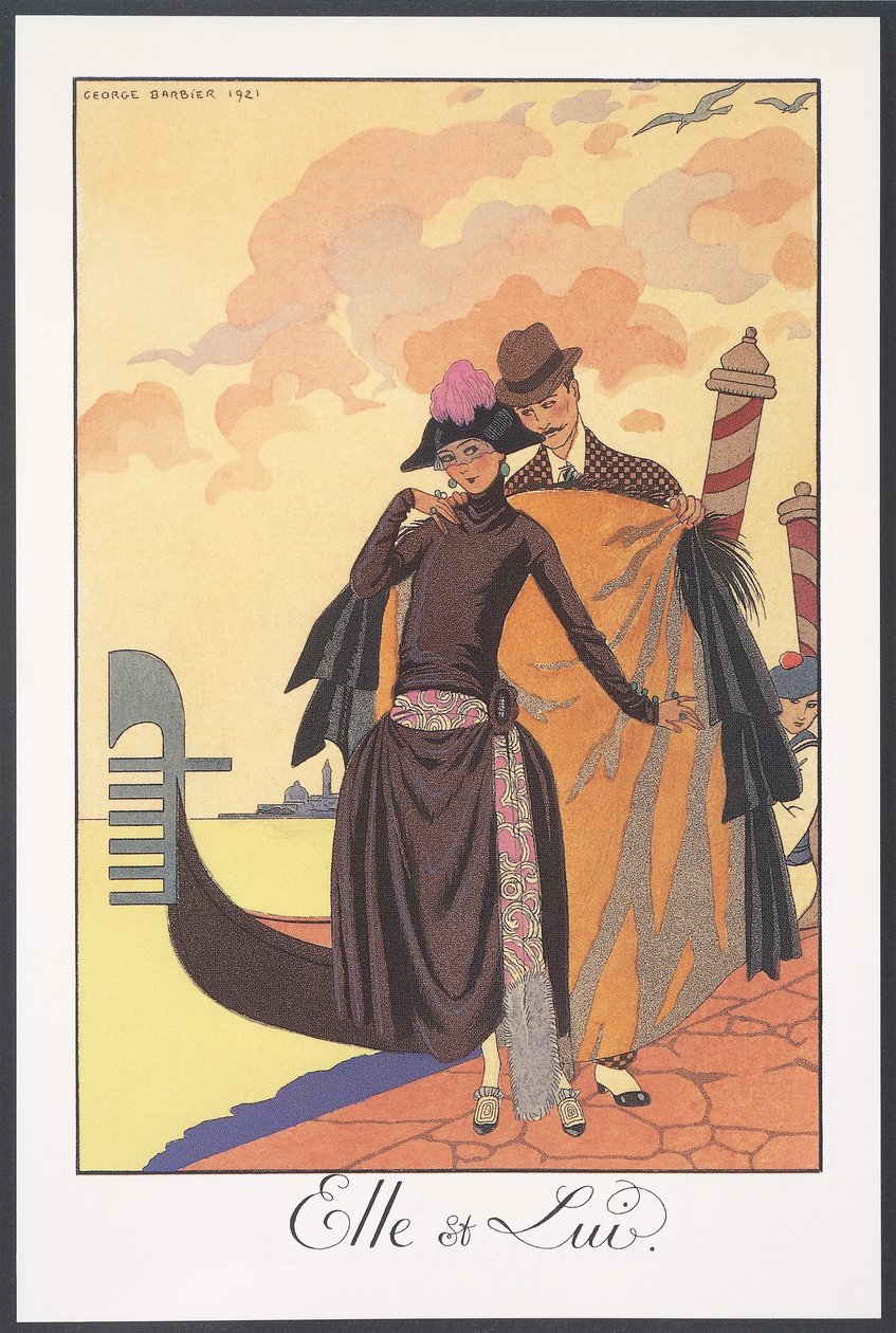 Falbalas et Fanfreluches, Almanach na rok 1924, Serenada, George Barbier, druk autorstwa Georges Barbier