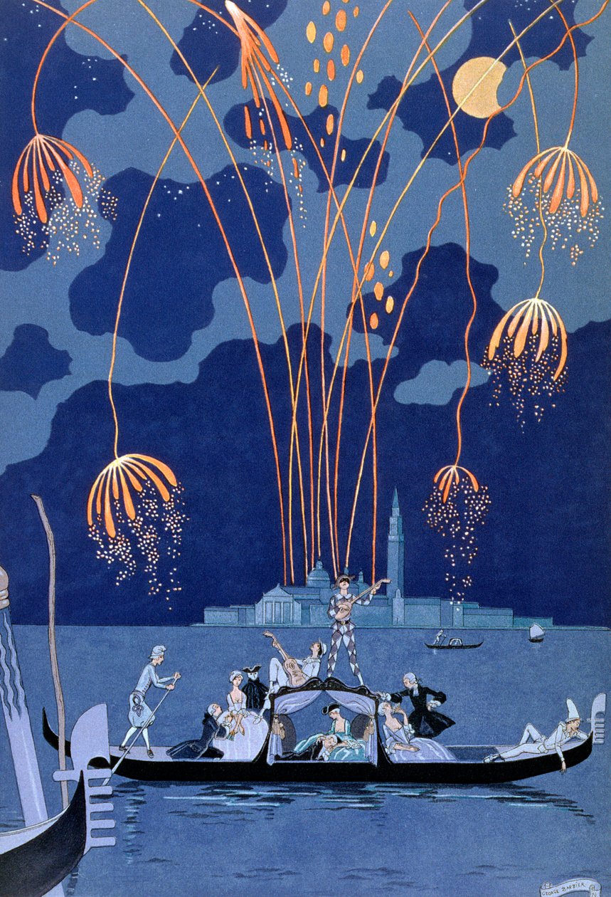 „Fajerwerki w Wenecji”, 1924 autorstwa Georges Barbier