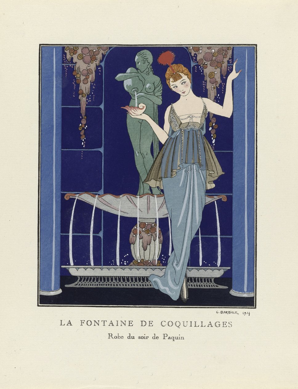 Fontanna Muszli, wyd. 1914 (odbitka szablonowa) autorstwa Georges Barbier