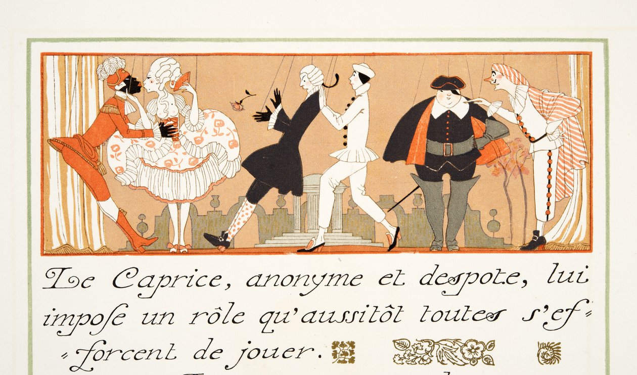 Le Caprice, z Personages de Comedie, wyd. 1922 (odbitka szablonowa) autorstwa Georges Barbier