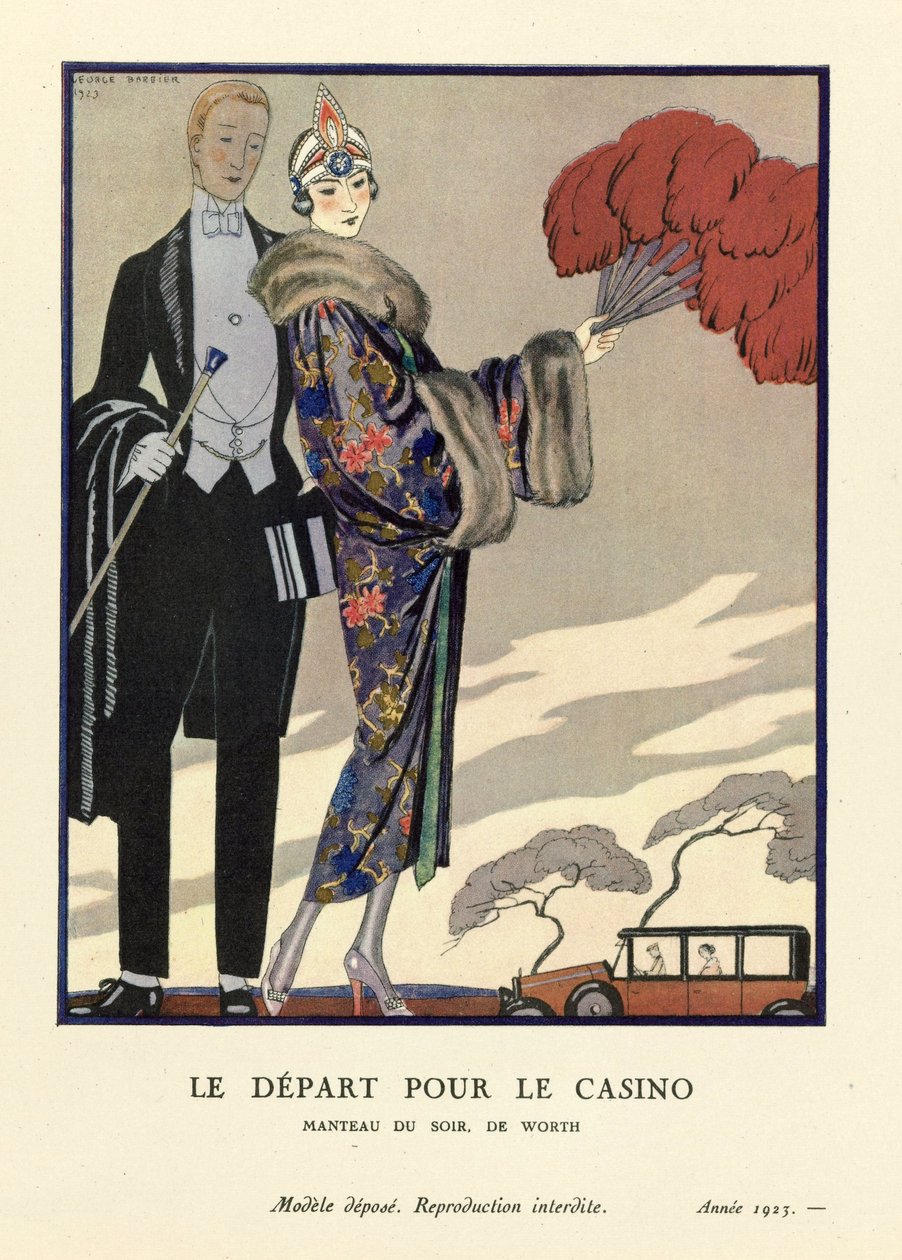 Wyjazd do kasyna, wyd. 1923 (odbitka szablonowa) autorstwa Georges Barbier