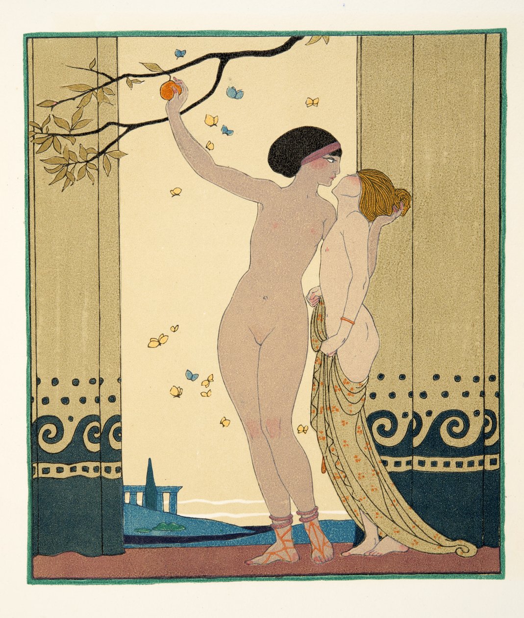 Rada, ilustracja z Les Chansons de Bilitis, Pierre Louys, wyd. 1922 (druk szablonowy) autorstwa Georges Barbier