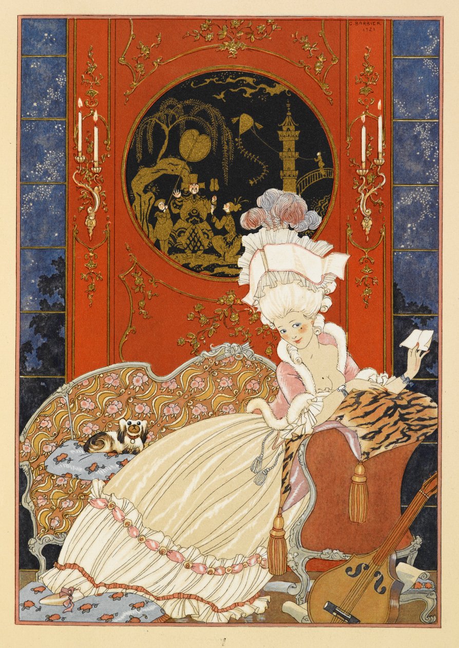 Litera. Kobieta czytająca list. autorstwa Georges Barbier