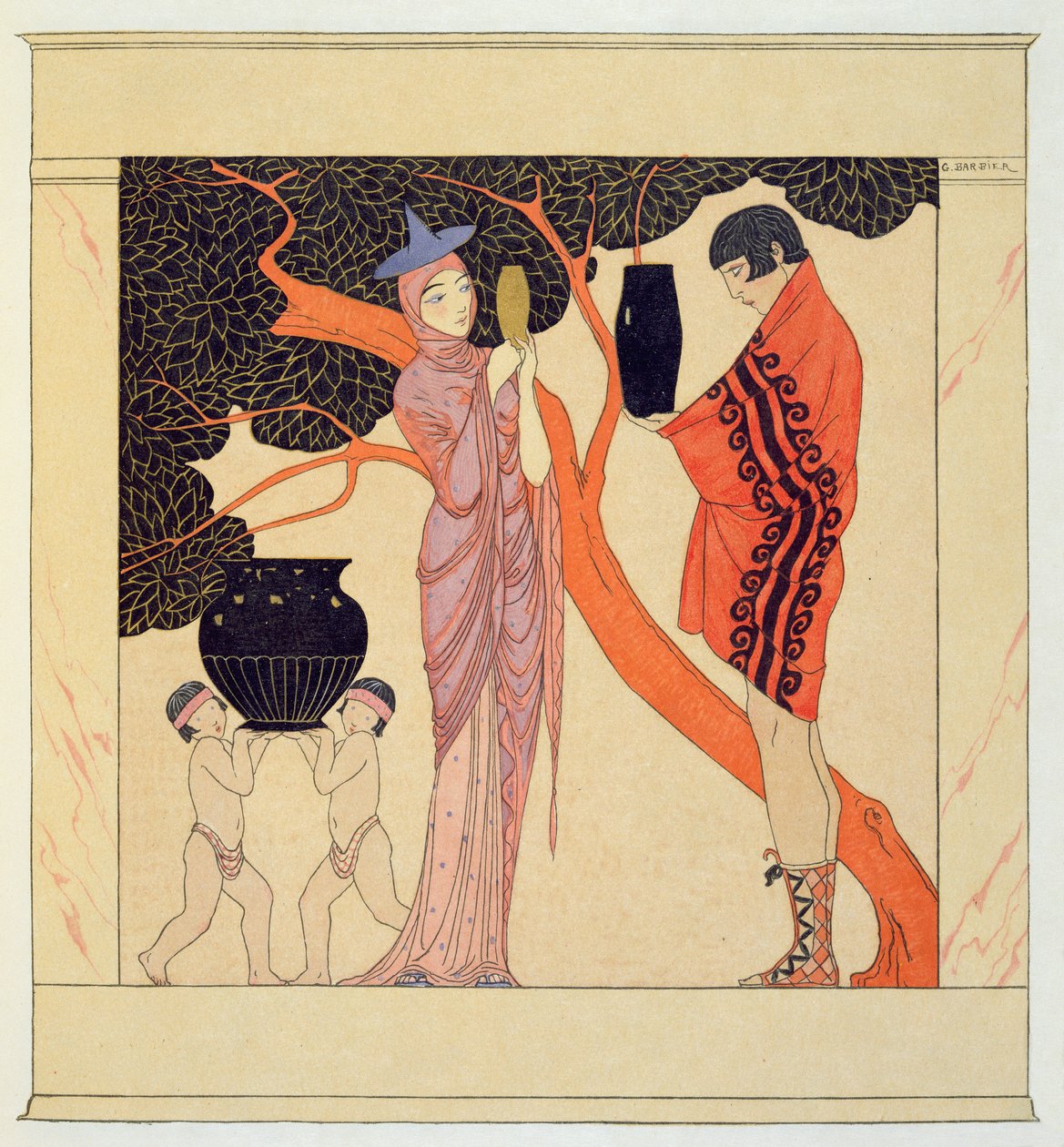 Żeton miłości (akwarela na papierze) autorstwa Georges Barbier