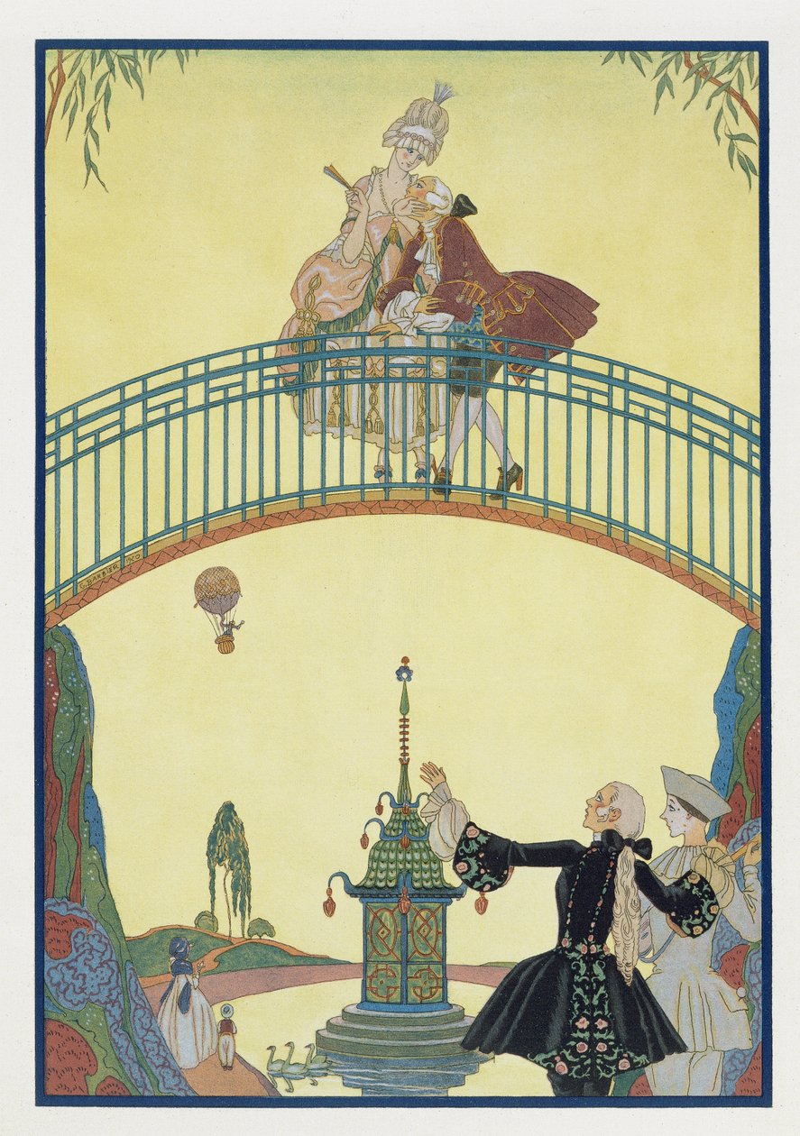 Miłość na moście, ilustracja do „Fetes Galantes” Paula Verlaine