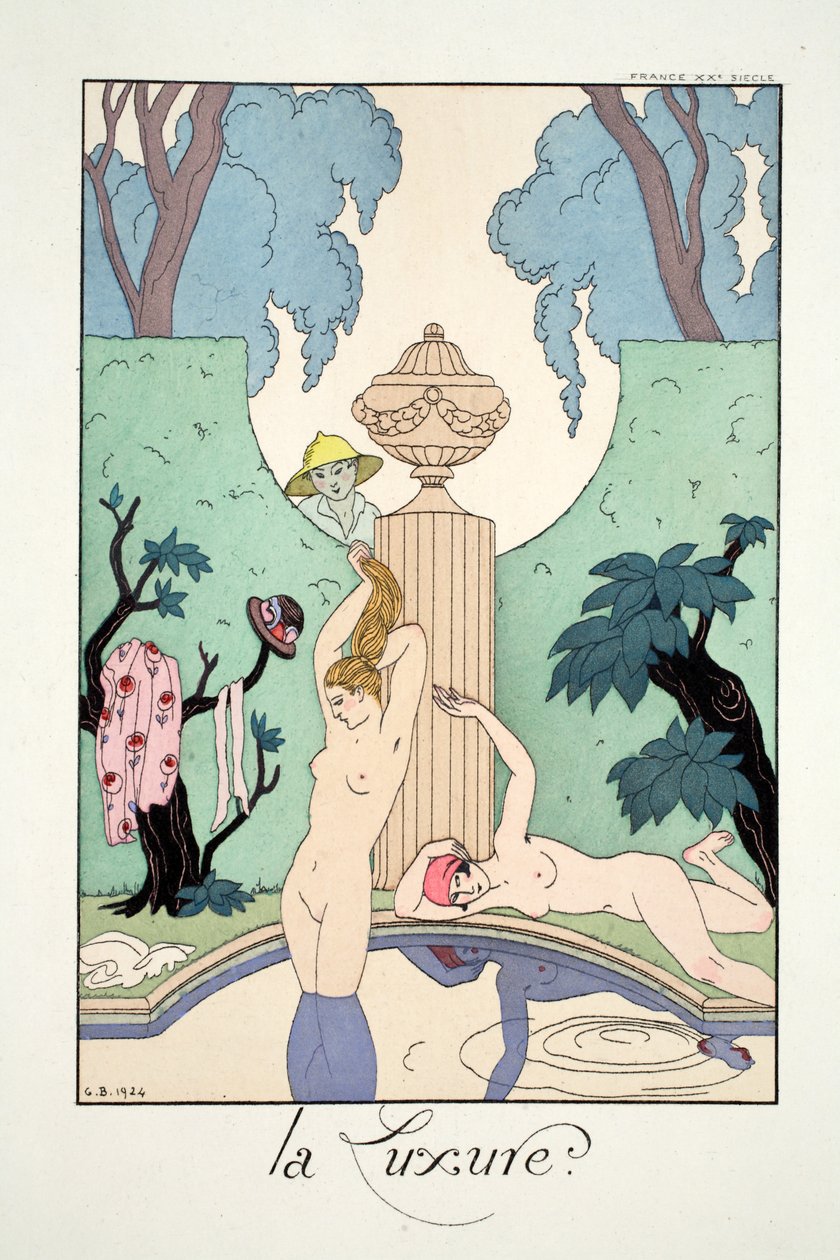 Pożądanie, z „Falbalas i Fanfreluches, Almanachu teraźniejszości, przeszłości i przyszłości” autorstwa Georges Barbier