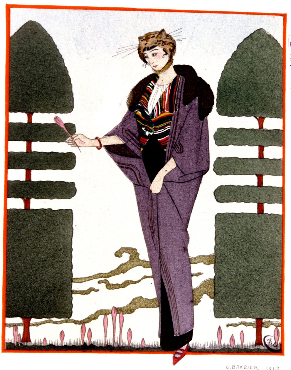Casaco de viagem de Mme Paquin, gravura 1914polonês autorstwa Georges Barbier