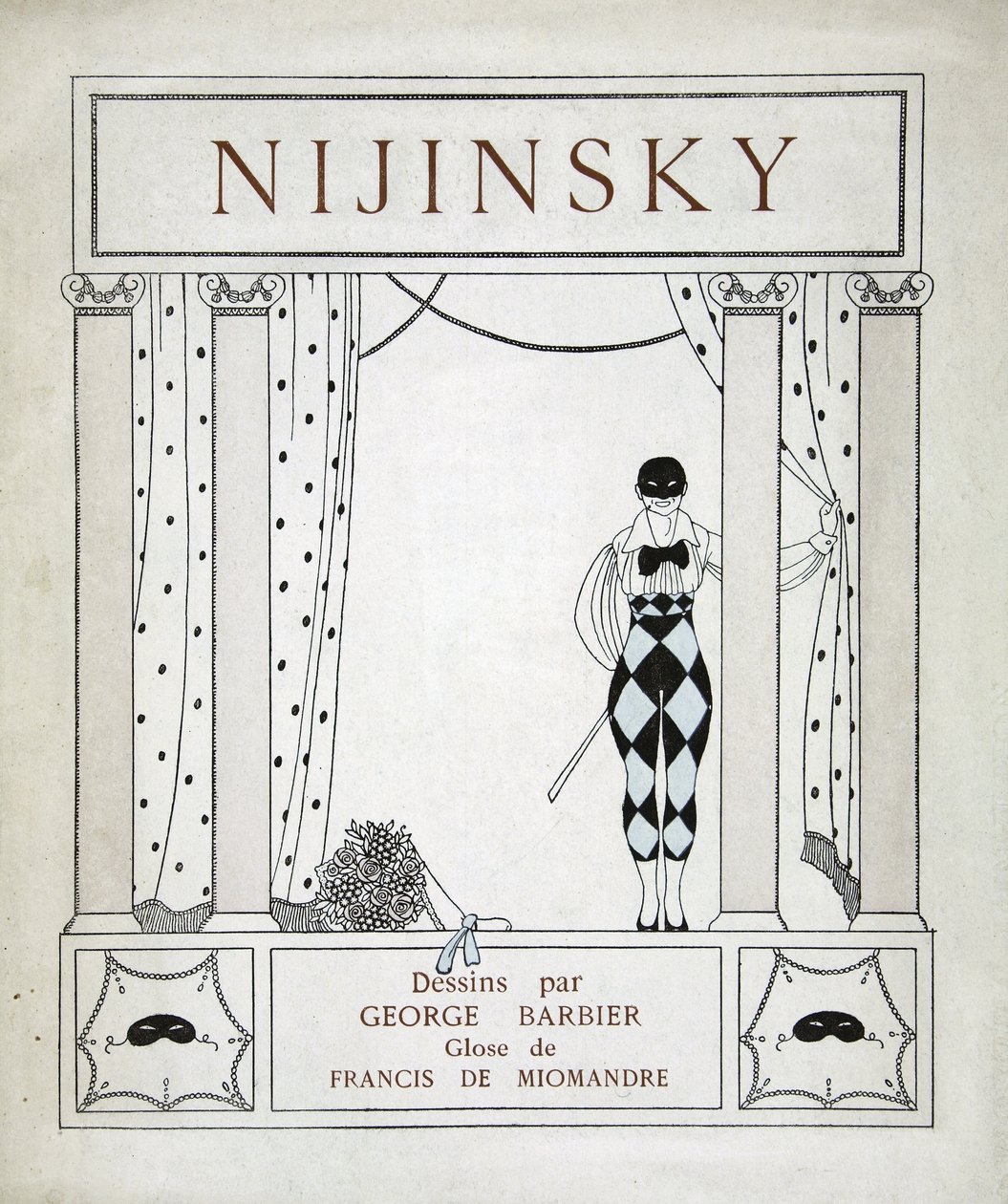 Niżyński, Strona tytułowa, z cyklu „Wzory na tańce Vaskaca Niżyńskiego” (Druk Pochoir) autorstwa Georges Barbier