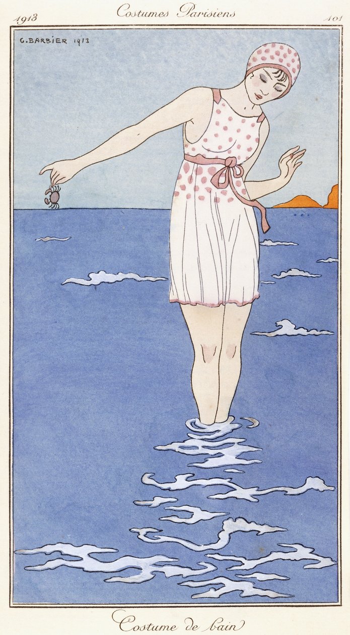 Paryska odzież: kostium kąpielowy autorstwa Georges Barbier