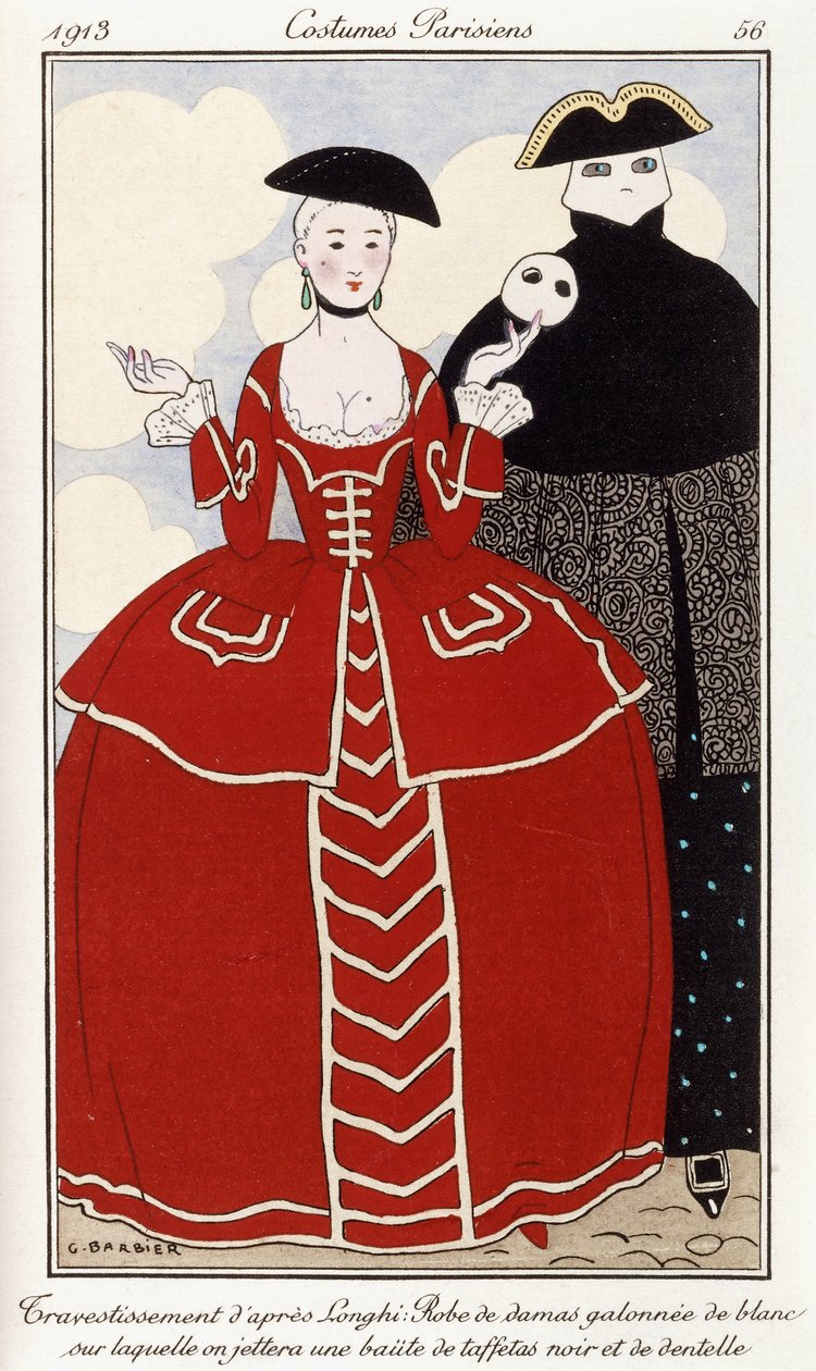 Paryska odzież: przebranie po Longhi autorstwa Georges Barbier