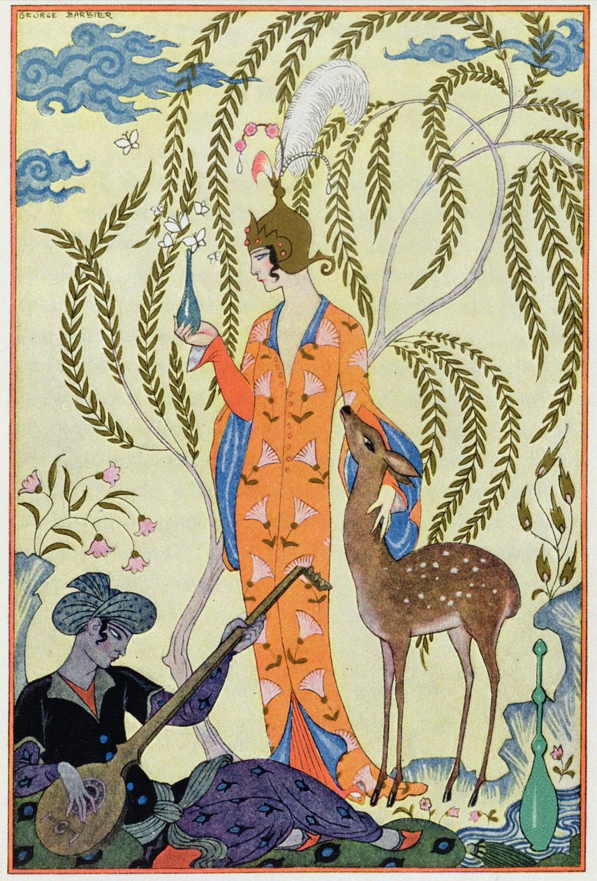 Persja, ilustracja z „The Art of Perfume”, wyd. 1912 (odbitka w pochoirze) autorstwa Georges Barbier