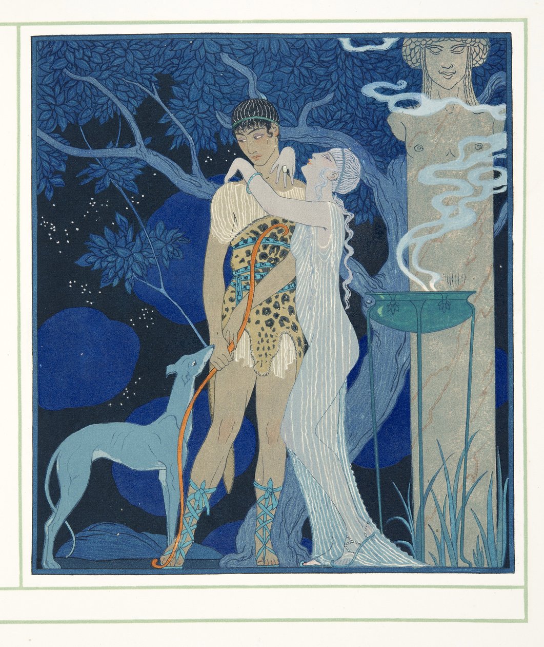 Fedra i Hippolyte, z Postaci komedii, wyd. 1922 (odbitka szablonowa) autorstwa Georges Barbier