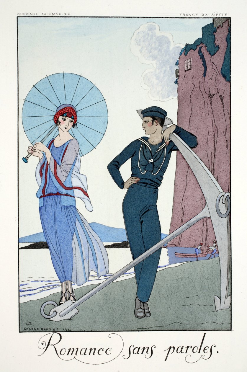 Romanse bez słów, z „Falbalas i Fanfreluches, Almanachu teraźniejszości, przeszłości i przyszłości” autorstwa Georges Barbier