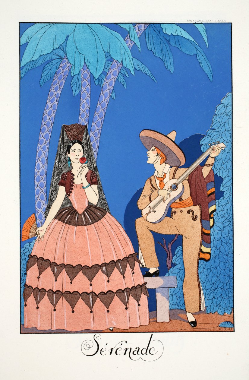 Serenada z „Falbalas & Fanfreluches, Almanachu teraźniejszości, przeszłości i przyszłości” autorstwa Georges Barbier