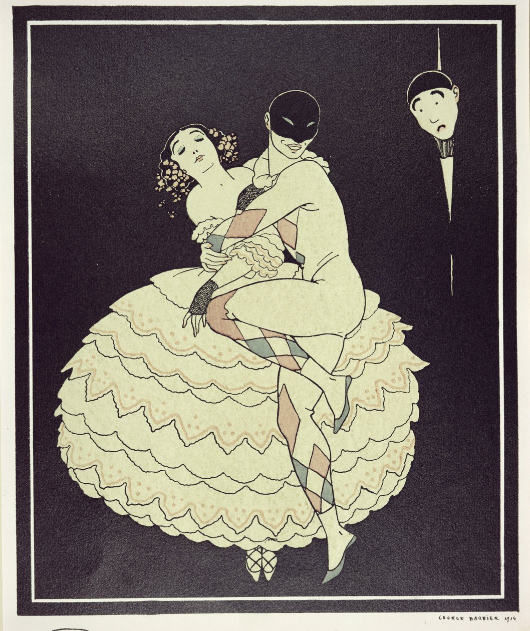 Tamara Karsawina (1885-1978) jako Kolombina i Vaslav Nijinsky (1890-1950) jako Arlekin w "Karnawale" Fokine