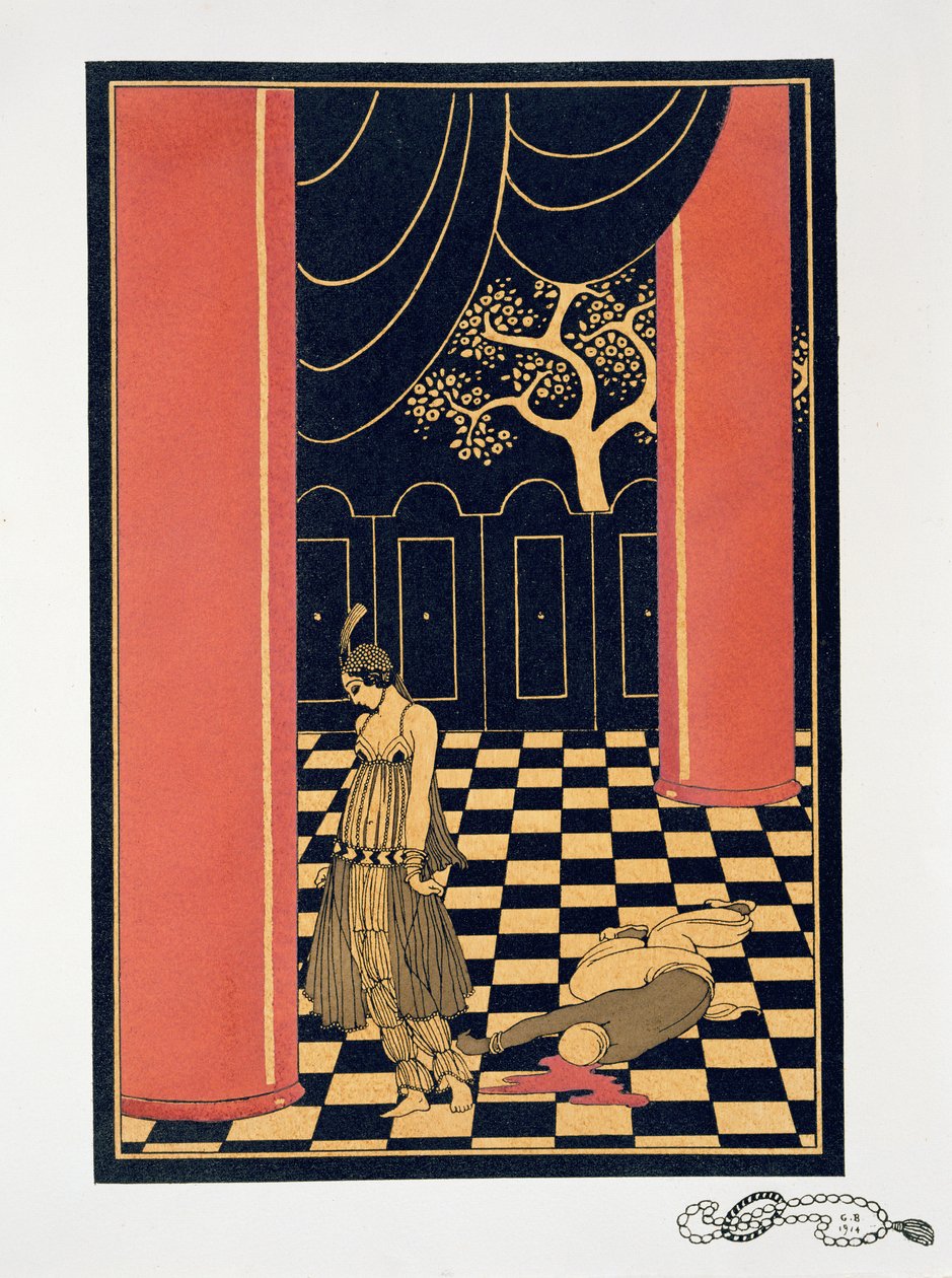 Tamara Karsavina (1885-1978) w roli tytułowej „Thamar” autorstwa Georges Barbier