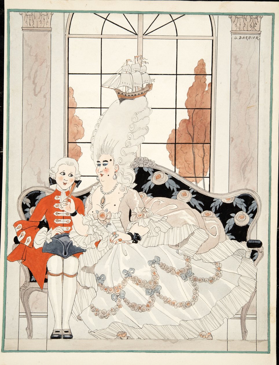 Księżna, ok. 1930 (akwarela na papierze) autorstwa Georges Barbier