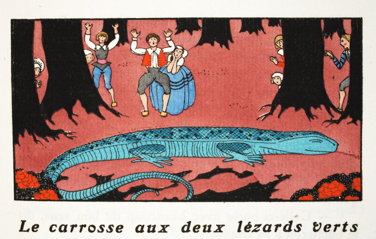 Duża niebieska jaszczurka (odbitka pochoir) autorstwa Georges Barbier
